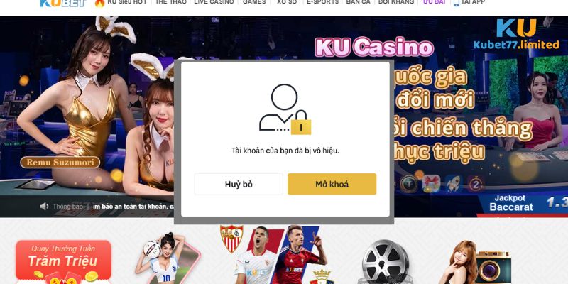 Quy trình mở khóa tài khoản Kubet77